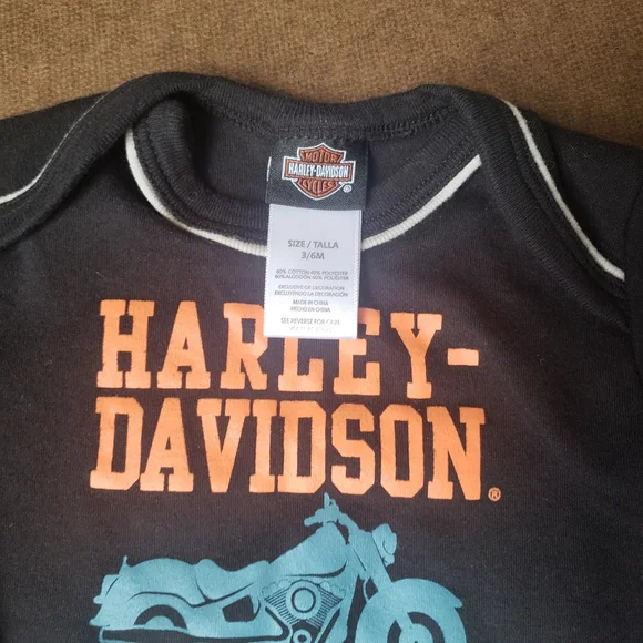 Harley Davidson Born to Ride Black Long Sleeve 3-6month Shirt - Picture 4 of 5